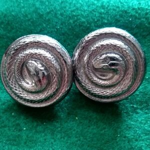 Miriam Haskell Signed Vintage Coiled Snake Serpent Earrings